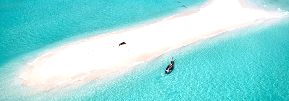 Mafia Island white sandbank aerial